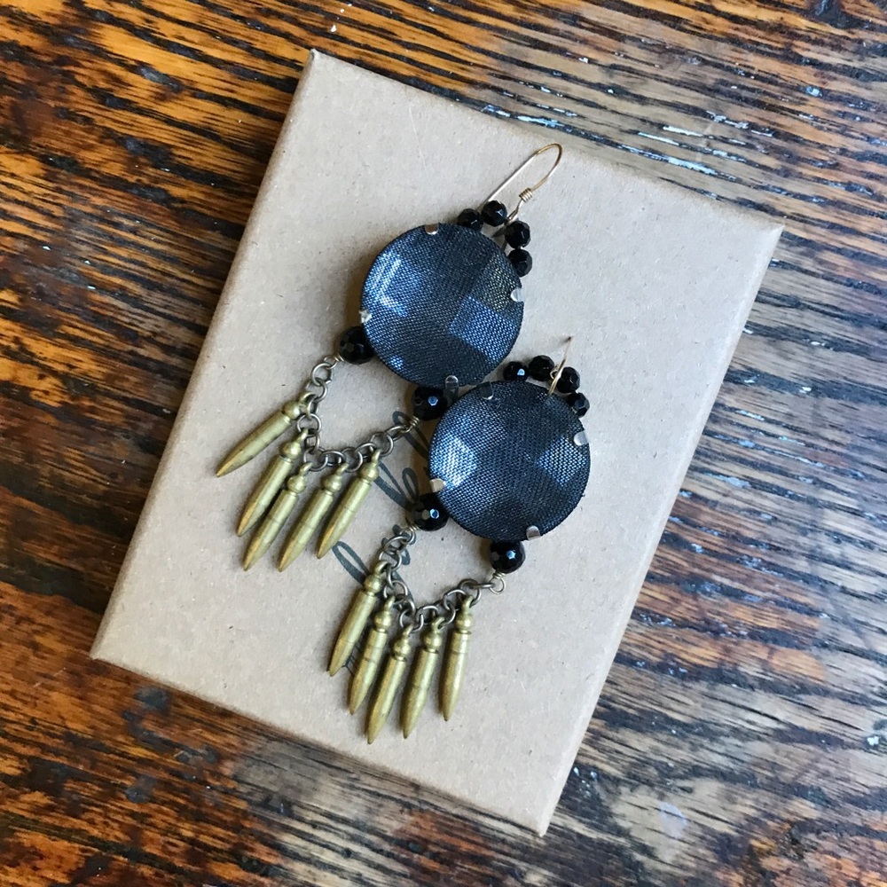 Candace Ang metallic mesh covered bead earrings